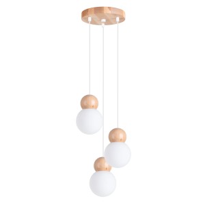 Lampa wisząca PEKKA 3P biała/naturalne drewno G9 3x8W SL.1391 SOLLUX