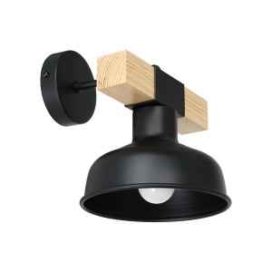 Kinkiet FARO CZARNY / NATURALNE DREWNO 1xE27 60W | MLP7455 Milagro