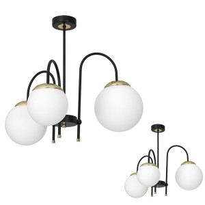 Lampa sufitowa SPARTA BLACK / GOLD 3xE14 | MLP6497 Milagro