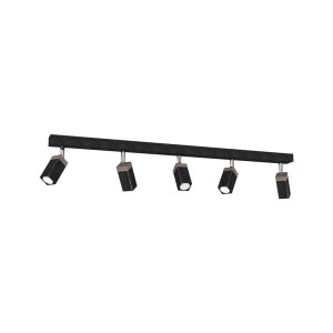 Lampa sufitowa SOLO SAWN BLACK / PATINATED WOOD 5x mini GU10 | MLP7474 Milagro