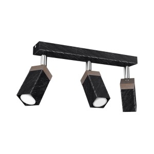 Lampa sufitowa SOLO SAWN BLACK / PATINATED WOOD 3x mini GU10 | MLP7473 Milagro