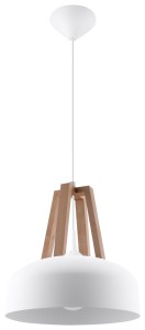Lampa wisząca CASCO biała/naturalne drewno SL.0388 Sollux Lighting