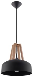 Lampa wisząca CASCO czarna/naturalne drewno SL.0390 Sollux Lighting